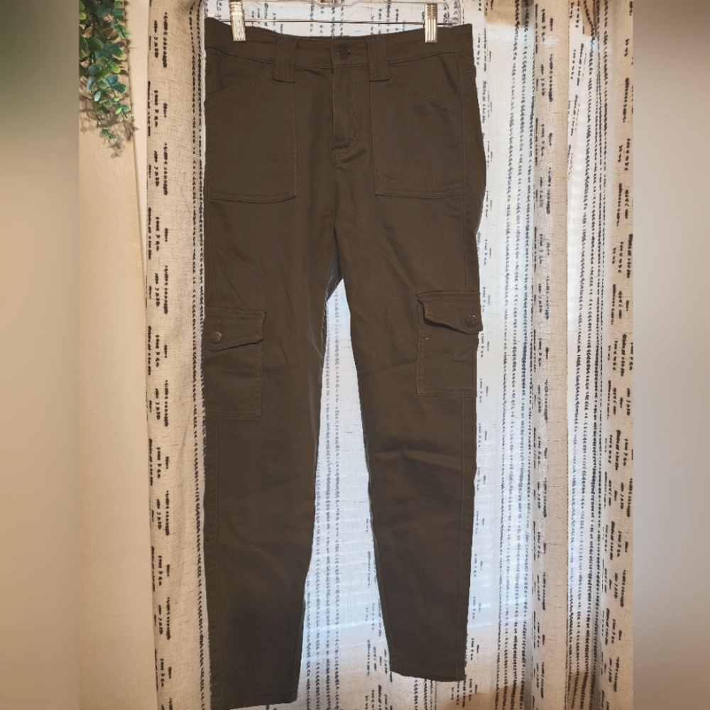 Womens Green Skinny Cargo Pants